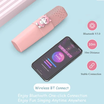 Mielas animacinių filmų dizaino Karaoke Mikrofonas Nešiojamą Belaidį Bluetooth Garsiakalbį Nešiojamą Karaoke Mic Vaikams Muzikinis Žaislas Dovana