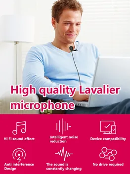 Lavalier Microphone Dainavimo Telefono PC Kompiuteris, Nešiojamas Atvartas Mini Karaoke Mic nuo Žaibo USB 3,5 MM Tipas C Garso Sąsaja
