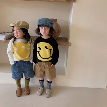 MILANCEL 2021 Vaikams Drabužių Mergaičių Puloveris Cartoon Stiliaus Šypsena Berniukų Megztiniai Vaikams Trikotažas