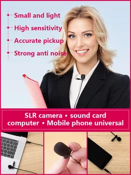 Lavalier Microphone Dainavimo Telefono PC Kompiuteris, Nešiojamas Atvartas Mini Karaoke Mic nuo Žaibo USB 3,5 MM Tipas C Garso Sąsaja