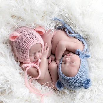 0-3 Mėnesį Padengia Ausies Medvilnės Baby Megztos Kepurės Naujagimiai, Fotografijos Reikmenys, Super Minkštos Vientisos Spalvos Foto Šaudymo Studijos