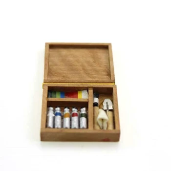 1/12 Miniatiūriniai Lėlių Priedai Mini Mediniai Dažyti Lauke Modeliavimo Lakas Modelis Žaislai Doll House Dekoro