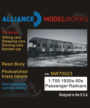 1/700 Masto 1930-1950 Keleivių Automotrisės (Galima Statyti 4pcs Automobilių) NW70023 Derva Modelis Rinkiniai Lašas Laivybos
