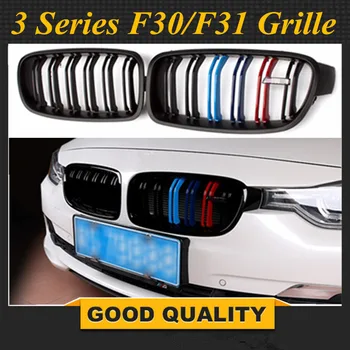 1 Pora: F30 M3 stiliaus grotelės juodos inkstų grotelės optikos bamperio grotelių BMW 3 Series 2012 + F30 F31 F35 316i 318d 320i 325d