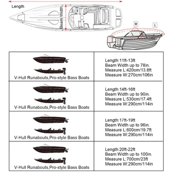 1 Set Jachta Valtis Padengti 11 - 22FT Barco Valtis Padengti Anti-UV atsparus Vandeniui Sunkiųjų 210D Jūrų Trailerable Drobės Valčių Aksesuarai