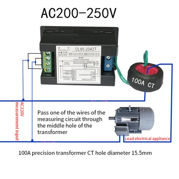1 vnt Digital Voltmeter Ammeter 500V AC 100A Skydelis Amp Voltų Įtampa Srovės Matuoklis Testeris 0.39