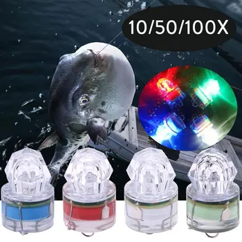 10/50/100X ABS Mini LED Blykste Žvejybos Šviesos Giliai Lašas Diamond Povandeninis Vandeniui Kalmarai Strobe Masalas Suvilioti Lempos Ligthts