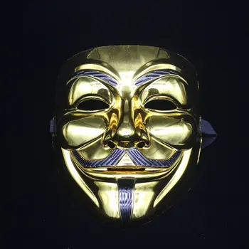 10 vnt Filmo man V for Vendetta mask Helovinas visą veidą apkalos sidabro, aukso kaukė