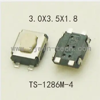 100VNT Akimirksnį Tact Switch 3X3.5X1.8mm SMD Telefono Button4PIN SMD/SMT Pusėje Mygtukas jungiklis TS-1286M-4