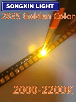 100vnt LED Lustas Geltona Spalva SMD 2835 Aukso geltonos Paviršinio montavimo SMT Granulių Didelio Ryškumo 2200K LED Šviesos Diodų Lempos
