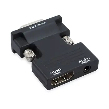 1080P HDMI Female VGA Male su Garso Išvesties Kabelis Adapteris Keitiklis