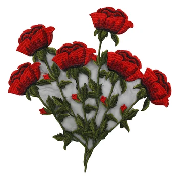 10piece Didelės Raudonos, Žalios Rožių Gėlių Siuvinėjimas Geležies Aplikacijos, Nėrinių Audinys Pleistrus Klijuoti Motyvą Venise Siuvimo Reikmenys T2523