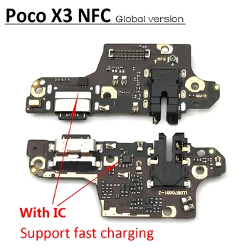 10vnt/Daug, Doko Jungtis Micro USB Įkroviklio Įkrovimo lizdas Flex Kabelis, Mikrofonas Valdybos Xiaomi POCO X3 NFC Pasaulio Versija