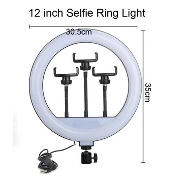 12 Colių 30cm Žiedas Šviesos diodų (LED) Selfie Pritemdomi 