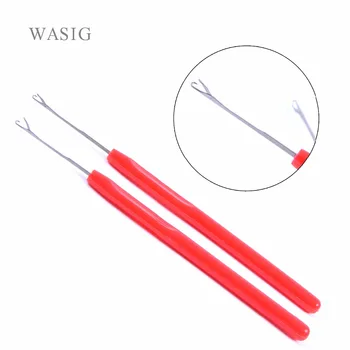 12 vnt Raudonos spalvos plastikinė rankena kablys adata threader linijos traukiant adatą micro plaukų priauginimas įrankiai