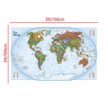 150x100 neaustinių Žemėlapio Pasaulio Žemėlapį su svarbiausių Miestų Įvairių Šalių Pažymėtas be valstybės Vėliava Namų Dekoro