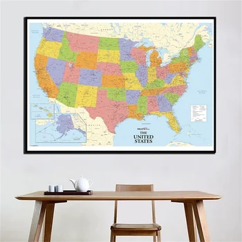 150x100cm neaustinių Žemėlapis Jungtinės amerikos valstijos su Informacija Pradedantiesiems Ir Švietimas