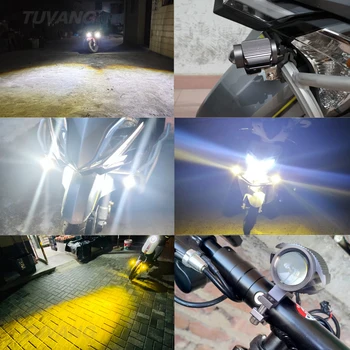 15W Super Šviesus Tri-Modelio Spalva Motociklo LED Žibintų Projektoriaus Objektyvas VISUREIGIS Sunkvežimių Vairavimo Foglight