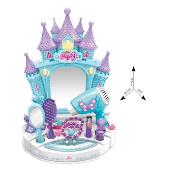15vnt Vaikų Apsimesti Žaisti Fantazijos Pilis tualetinis staliukas Žaislas Su Šviesos Ir Garso Vaikams Švietimo Žaislai Dovana-Rožinė Mėlyna