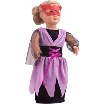 18 colių Mergaičių lėlės drabužiai Naujas Helovinas violetinė ragana apranga + hat Amerikos naujas gimęs suknelė žaislai tinkami 43 cm baby doll c810