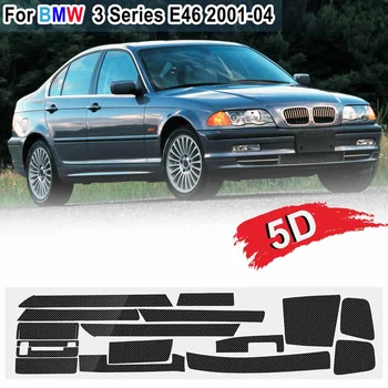 18pcs RHD 5D Blizgus/ 3D Matinio Anglies Pluošto Modelio Interjero Lipdukas Vinilo Decal Apdaila BMW 3 Serija E46 2001-2004 m.