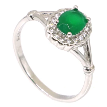 19x10mm Jazaz Jubiliejų 2,0 g Nekilnojamojo Žalias Smaragdas Mergaičių Kasdien Dėvėti 925 Kietas Sterlingas Sidabro Žiedai