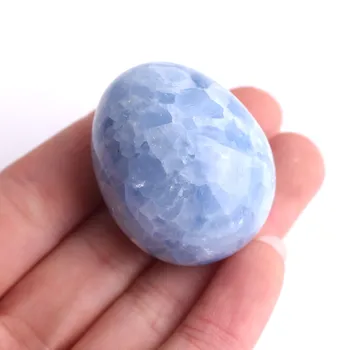 1PC Gamtos Mini Blue Kalcito Kristalo Kiaušinio Formos Akmeniniai Blue Stone Mini Mielas Kišenėje Akmuo, Namų Dekoro Reiki