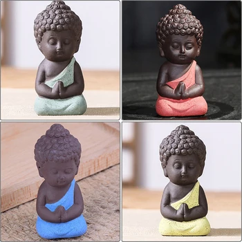 1PCS Budizmas Mažas Statula Mažai Meditacija Vienuolis Miniatiūriniai Amatų Budos Statula Molio Mini Kinijos Budizmas Zen Vienuolių