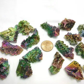 1Pcs Vaivorykštė Bismuto Pavyzdys Mineralinis Akmuo Kristalas 30G