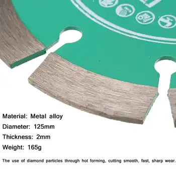 1pcs 125mm Metalo Lydinio Diamond pjauti Varantys Pjovimo Diskas betonui Marmuro Mūro, Plytelių Storis 2mm Inžinerijos Pjovimo