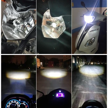 1pcs H4 Hi Lo šviesos Motociklų LED Žibintų Mini Bi-LED Šviesų Objektyvą, Tinka Daugumai Motociklų LED Lempos Lemputė 4800LM 6000K 3000K 12v