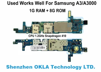 1pcs Samsung Galaxy A3 A3000 Dual 4G LTE 1GB RAM, 8 GB ROM Mainboard Plokštė Logika Valdybos Pakeitimo naudojamas originalus