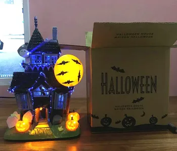 1set 22*14cm Kietos dervos Animacinių filmų house Halloween veiksmų skaičius, apdailos lėlė šalies LED šviesos žaislas