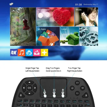 2,4 GHz Belaidė Klaviatūra, Touchpad Pele Nešiojamą Nuotolinio Valdymo mini QWERTY Žaidimų Android TV BOX 