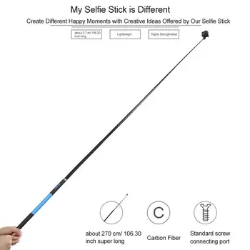2.7 M Super Ilgas Anglies Pluošto Selfie Stick GoPro / YI / SJCAM Veiksmų Fotoaparatų Priedai Ištemptas Laidinio Kontrolės Fotografuoti