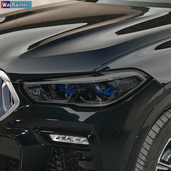 2 Vnt Automobilių Žibintų Apsauginės Plėvelės Žibintų Restauravimas Skaidri Juoda TPU Lipdukas BMW X6 G06 2020 - Priedai