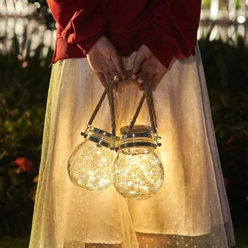 20 LED Lauko Saulės Stiklainis Lempos Šviesos Eilutę, norinčių Stiklo Butelį Šviesos Sodo apšvietimas Šalis, Vestuvės, Kalėdos, Nauji Metai