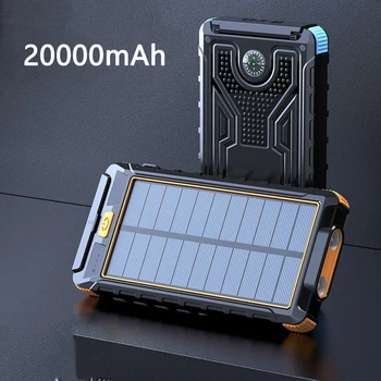 20000mAh Saulės Energijos Banko Nešiojamas Įkroviklis iPhone 