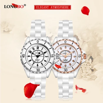 2018 m., Naujosios Prabangos Prekės LONGBO Moterų Atsitiktinis Keramikos Žiūrėti Mados Ženevos Moterų Lady Laikrodžiai Kvarciniai Rankiniai laikrodžiai relojes mujer