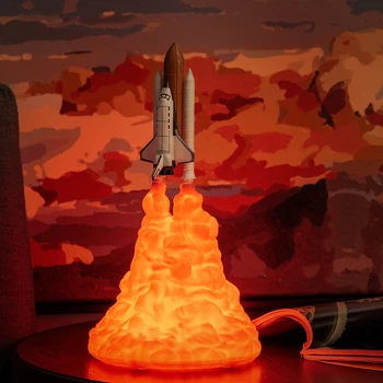 2019 Naujas Dropship 3D Spausdinimo Space Shuttle Lempos Naktį Mėnulio Šviesos Lempa USB Įkrovimo Raketų Lempa, Kaip Kambarių Kūrybos Apdaila