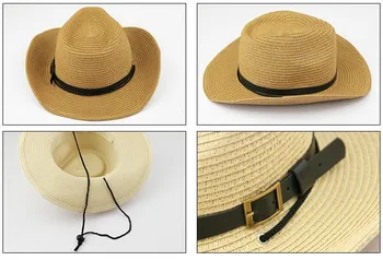 2019 Naujas Panama Šiaudines Skrybėles Vasaros Paplūdimio Meksikos Kaubojaus Skrybėlę Su Vakarų Cowgirl Skrybėlę Apsauga Nuo Saulės, Paplūdimio Skrybėlę