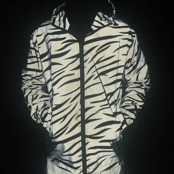 2019 Vyrų hip-hop zebras, Leopardas Naktį šviečia atspindintis Gobtuvu Švarkelis, Striukė Streetwear harajuku vandeniui Hoodie Paltai