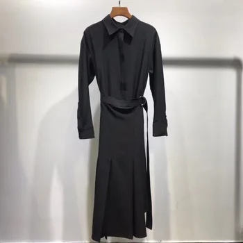 2019 moterys, ponios dviejų dalių suknelė ilgomis rankovėmis