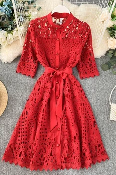 2019 naujas mados moteriški drabužiai Rudens Tuščiaviduriai suknelės Stovėti žiemos dress