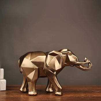 2019 Šiuolaikinio Abstraktaus Golden Elephant Statula Dervos Ornamentu Namų Puošybai Aksesuarai Dovanos Dramblių Skulptūrų Gyvūnų Amatų