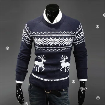 2019 Žiemos Naujas Vyrų Megztinis Elnias Modelio O-kaklo Puloveriai Elnių Plonas Megztinis Vyrams Megztinis Mados Vyrų Kalėdų Megztiniai