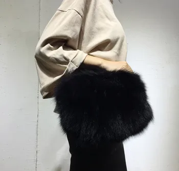 2019 Žiemos Nekilnojamojo Fox Fur Vertus Šilčiau Krepšys Moterims Kailiniai Krepšys, Šiltas, Mielas Originali Kailių Maišeliai Mados Kailio Rankinukas