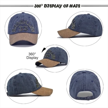 2020 BROOKLYN laišką išsiuvinėti senas plauti Beisbolo kepuraitę snapback cap vyrų mados medvilnės skrybėlę reguliuoti lauko sporto, laisvalaikio kepurės