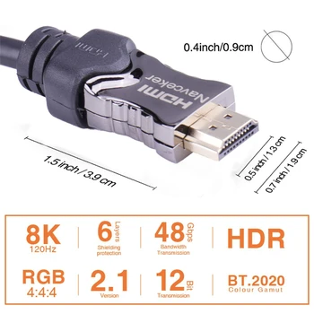 2020 HDMI 2.1 Kabelis 8k 60Hz 4K 120Hz 3D Didelės Spartos 48Gbps HDMI Kabelis PS4 Splitter Jungiklio Langelį Extender Vaizdo 8K HDMI Kabelis