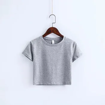 2020 Karšto pardavimo Nemokamas pristatymas tuščią apvalios kaklo moterų pasėlių top marškinėliai